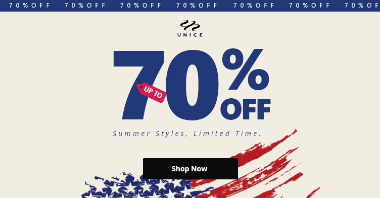 Up To 70% Off, Summer Styles, Limited Time!